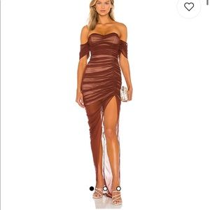 COPY - COPY - Dita Mesh Gown in Chocolate & Nude